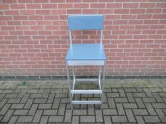 Job lot of 5 High Bar Stool with aluminium frame & blue seat & back. Approximate dimensions: Width 4