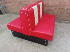 Red American style booth seating. (each side is different pattern) Approx dimensions: Width 120cm, d