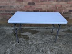 Job lot of 10 white Trestle tables Width 122cm, depth 61cm, height 74cm