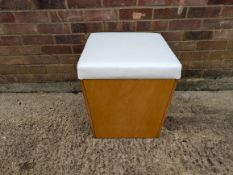 Job lot of 2 Cube Seats with white padded top and wooden base. Approximate dimensions: Width 49cm, d