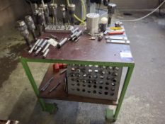 Mobile two tier trolley and quantity of tooling