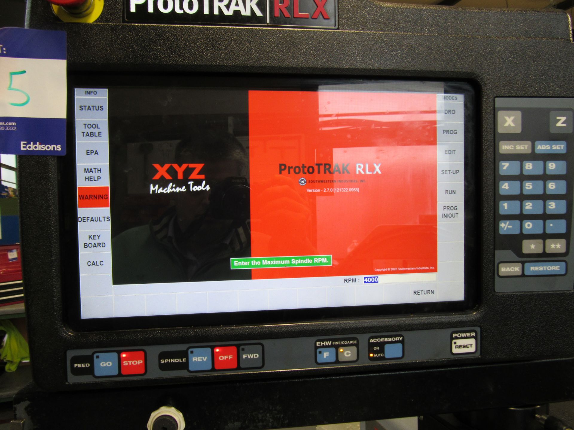 XYZ RLX355 CNC lathe with Proto Trak RLX control 2023, Serial number ...