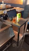 Stainless steel infill table section with shelf under – Located behind the bar
