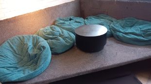 5 stuffed beanbag chairs and circular table – Located in bar area