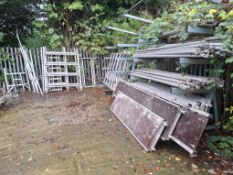 Qty of aluminium tower scaffolding, including crossbeams, walkways & ladder sections