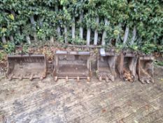 5 tooth digger buckets (100mm spacings) 2 x 570mm, 270mm, 210mm & 230mm