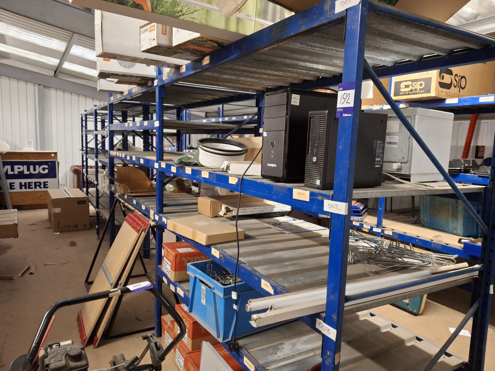 5 bays orange & blue racking including 30 crossbeams, 8 uprights approx ...