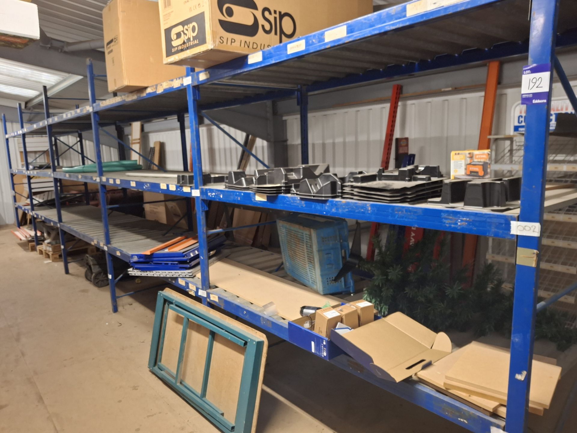 5 bays orange & blue racking including 30 crossbeams, 8 uprights approx ...