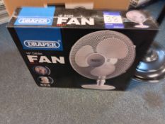 2 x Draper pedestal fans, 1 x Draper desk fan