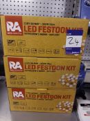 3 x Red Arrow 110v FKF50100W 50 metre LED festoon kit