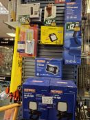 Qty rechargeable lighting, remote control sockets & collapsible buckets