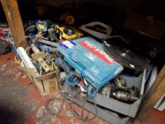 Qty power tools (decommissioned) under bench