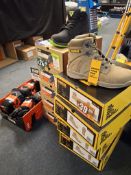 Dewalt size 7, 9, 10, 11 and Scan size 8, 2 x 7 & 9 safety boots & 9 pks socks
