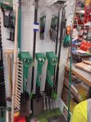 Quantity of Faithful gardening equipment to include spades, forks, hoe, cultivators, rakes, edgers