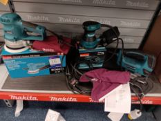 Quantity of Makita powertools to include B06030 150mm random orbital sander (240v) B05030 125mm
