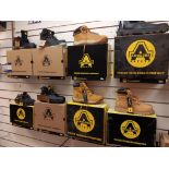 Large quantity of safety footwear. Brands to include Amblers, Partwest, Sketchers, Dewalt,