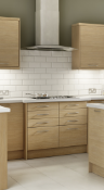 Halifax oak coloured MFC slab kitchen, white rigid and flat pack units, 1 x 1000 Base, 1 x 600 Base,