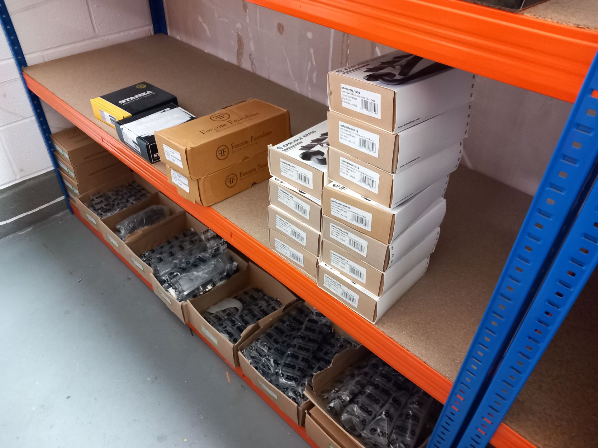 Assortment of lever door handles on rows and back plates with various finishes to include Zoo - Image 8 of 11