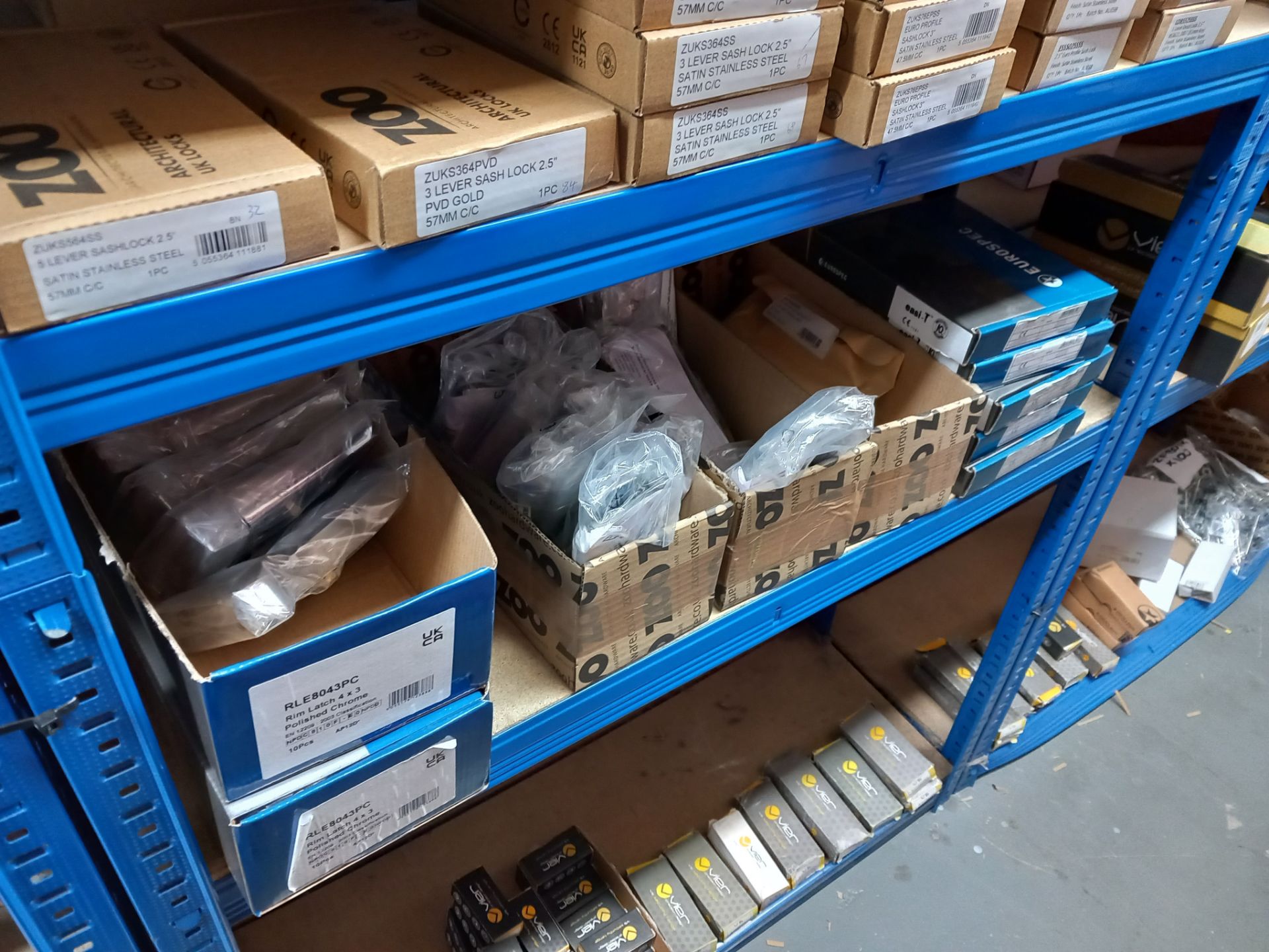 Assortment of mortise locks, tubler latches, five pin cylinders, roller catches, tubler dead bolts - Image 9 of 20