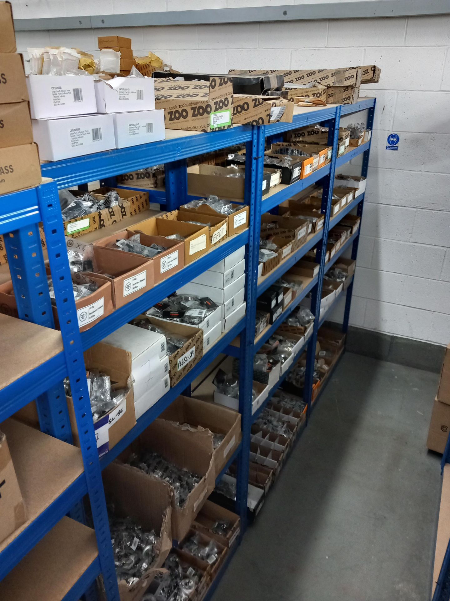 Assortment general door hardware / ironmongery to include pull handles, door stops, door signage,