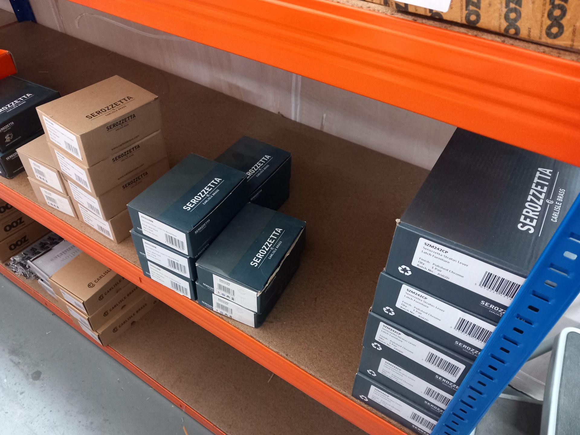 Assortment of lever door handles on rows and back plates with various finishes to include Zoo - Image 4 of 11