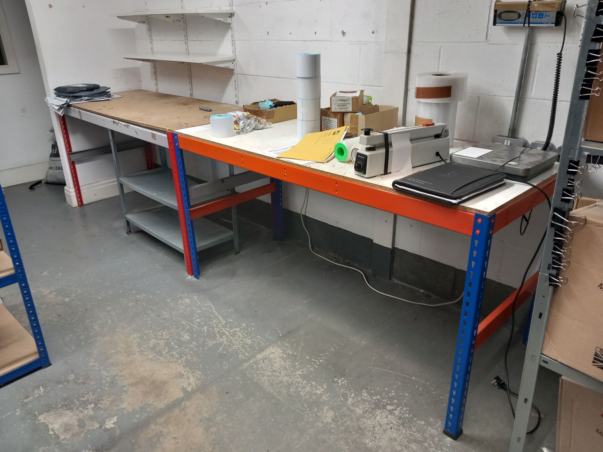 2 x Metal framed packing benches