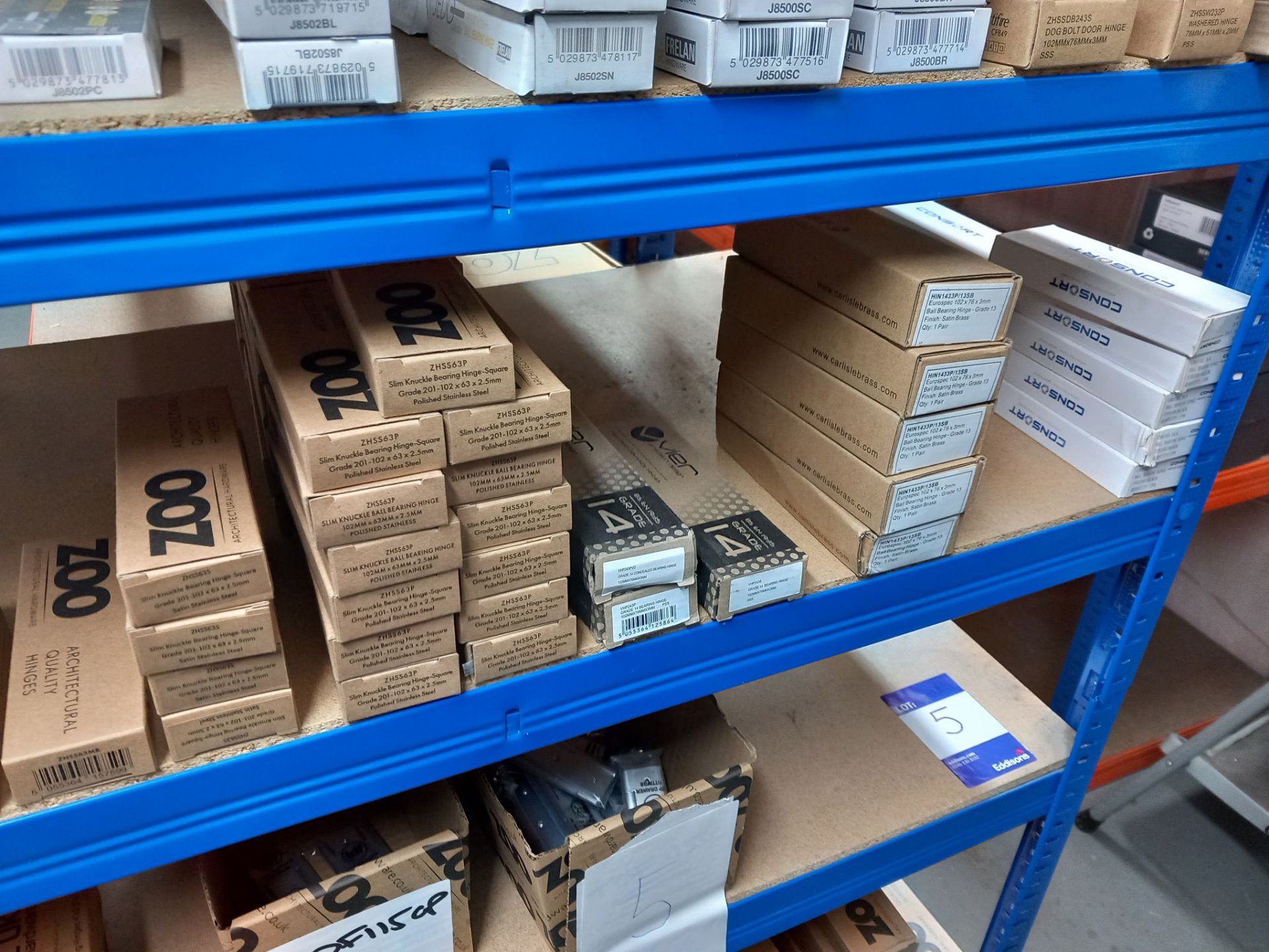 Assortment of hinges to include butt hinges in various sizes and finishes from Zoo hardware, - Image 8 of 10