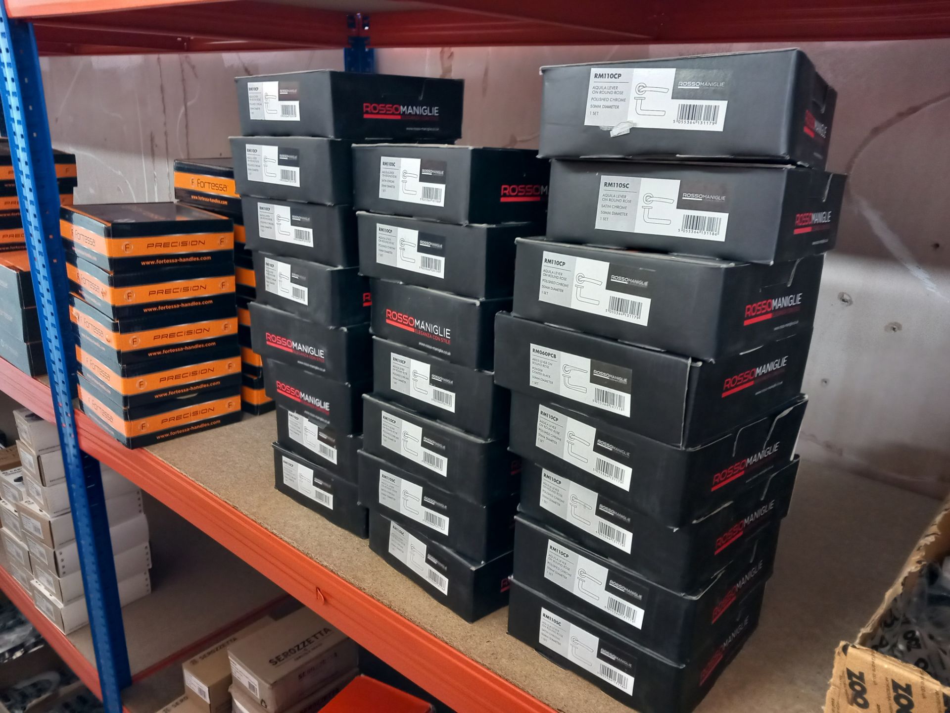 Assortment of lever door handles on rows and back plates with various finishes to include Zoo - Image 5 of 11