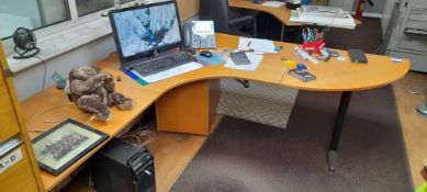 3x Office desks with 2x side extensions and standing planning table (located first floor, access via