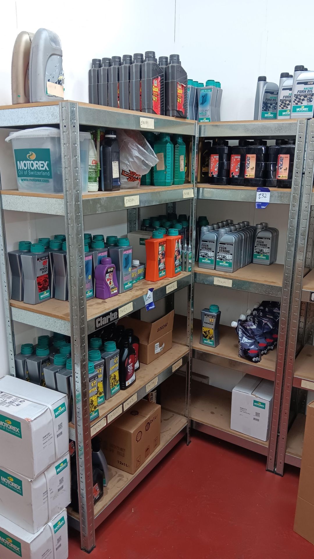 Large quantity of various engine oils to include Four Stroke oil, Fork oil, Cross Power, coolents,