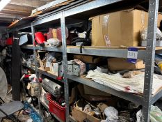 5 x bays of lightweight racking & contents to include various used motorcycle parts