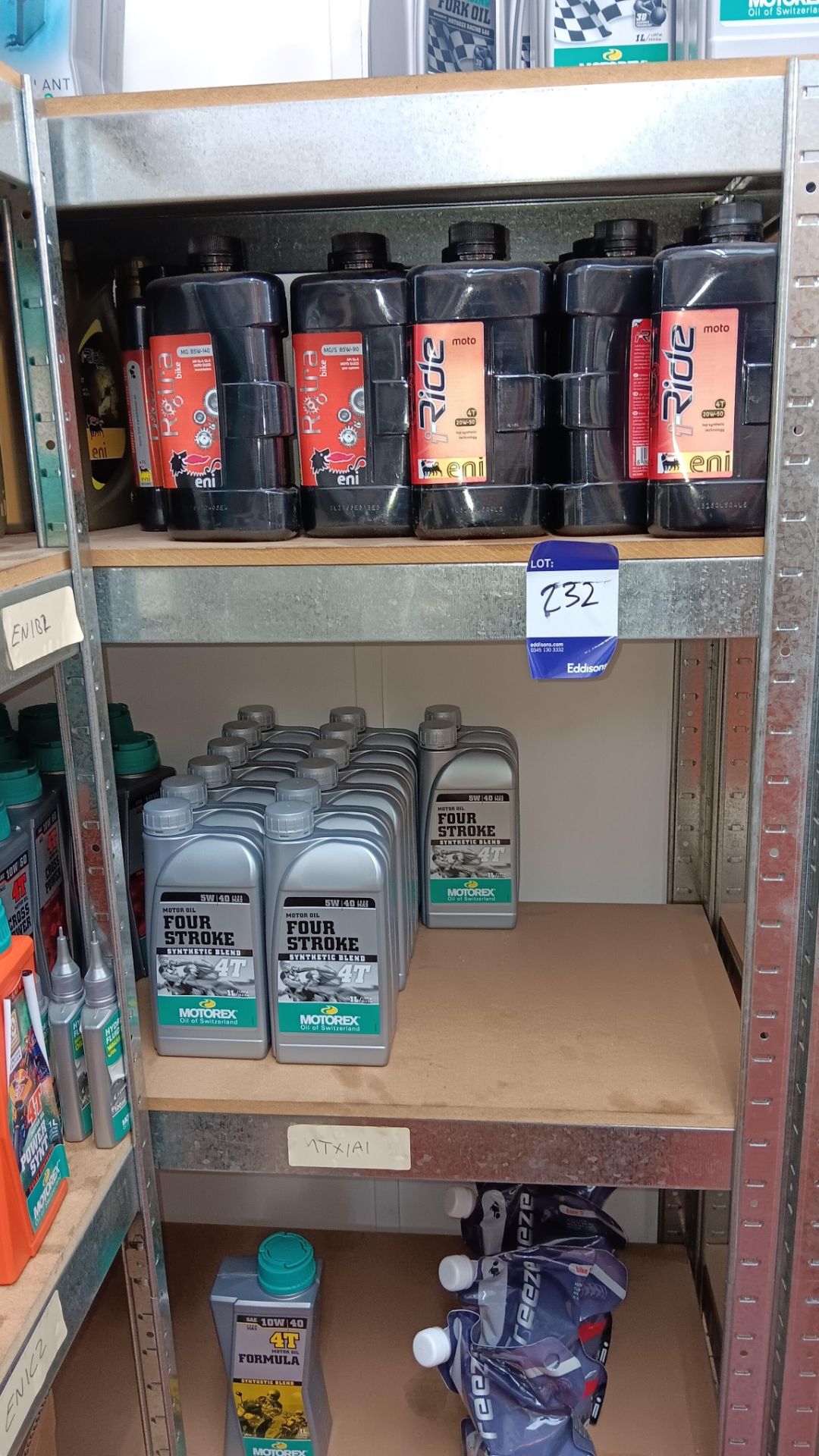Large quantity of various engine oils to include Four Stroke oil, Fork oil, Cross Power, coolents, - Image 3 of 10
