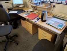 Desk, 2 pedestals and chair