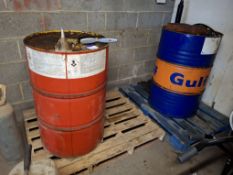 2 Barrels and contents to include Tellus 52V hydraulic oil