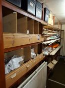 Front and back of 4 bays of racking to include axes, G clamps, mallets, hammers, holesaws,