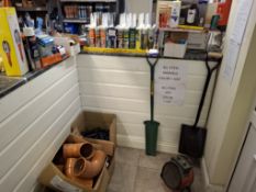 Quantity of various consumables to include silicone, instant nails, blow torch, spades, square box