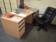 Desk, 2 pedestals and chair