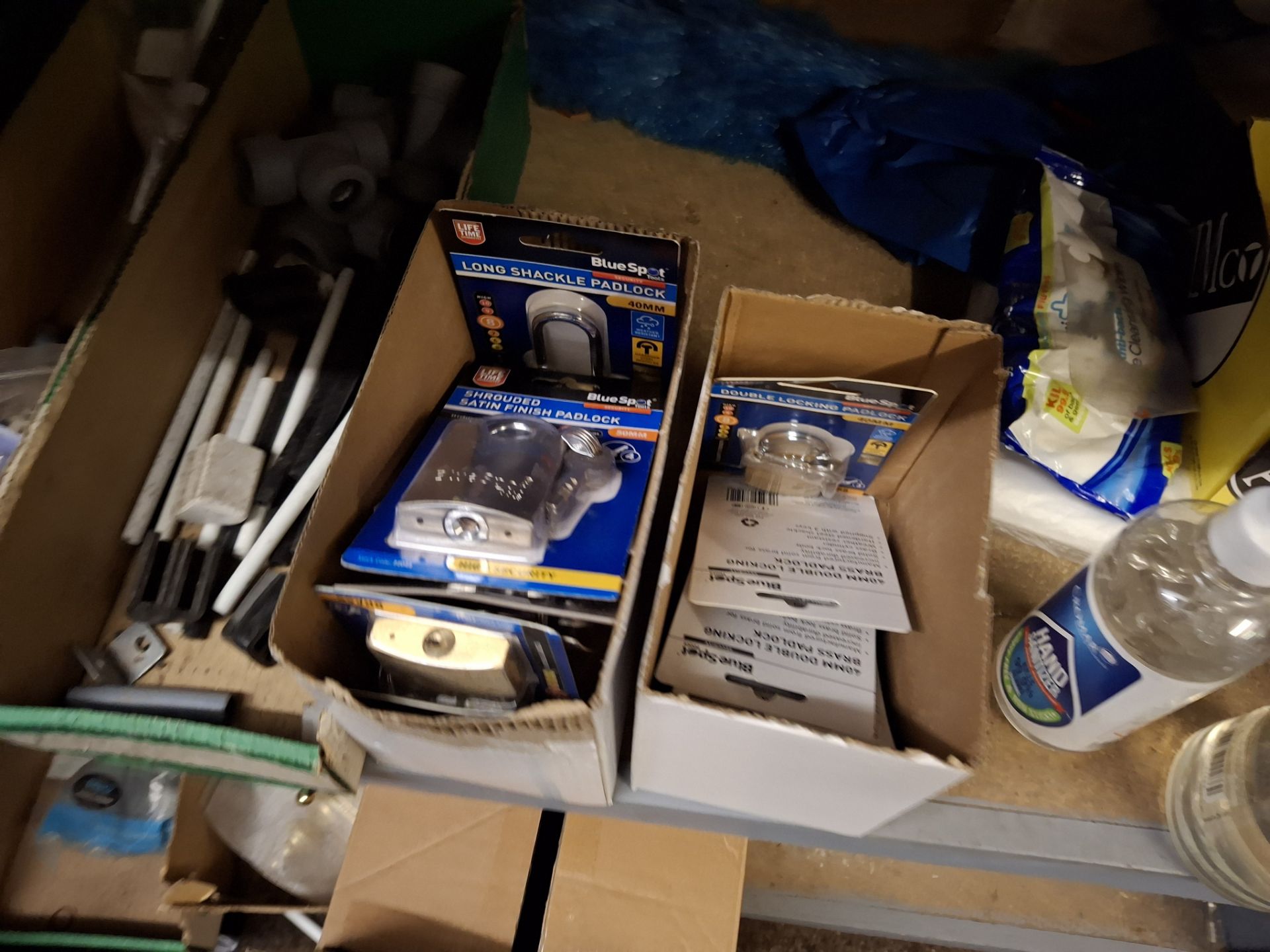 Contents of 4 bays of racking (front facing half only) to include brass ...