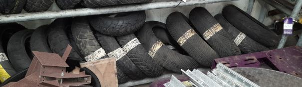 Quantity of used motorcycle tyres to bottom rack