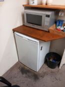 Beko undercounter fridge and Panasonic microwave