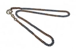 An Edwardian 18ct gold and platinum Albert chain, curb link, lozenge stamped 18ct and PT, 15.5g