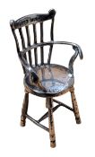 A silver miniature spindle back chair, S J Rose & Son, Birmingham, 1976, 15.7g