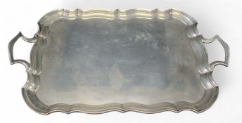 A large silver shaped rectangular two-handled tray, 67.5cm long, 41.5cm wide, Viner's Ltd (Emile