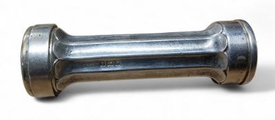 An unusual George V silver pocket torch, fluted grip, push-button to end, 8cm long, Crisford &