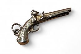 A 9ct gold charm/pendant in the form of a flintlock pistol, hallmarked, 3g