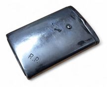 Advertising interest - a silver slab vesta case inscribed to the inside 'With Compliments- James