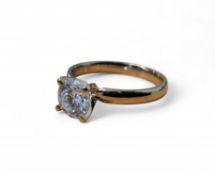 A 9ct gold and diamond solitaire ring, the four claw set 1.01ct diamond, I colour, SI1, GIA