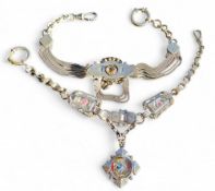 An early 20th century German silver plated fancy-link Albert chain, attributed to Jakob Bengel,