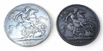 Numismatics – a Victorian crown, veiled head, dated 1895; another 1900