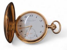 A 14ct rose gold International Watch Co. (IWC), Schaffhausen full hunter pocket watch, top winder